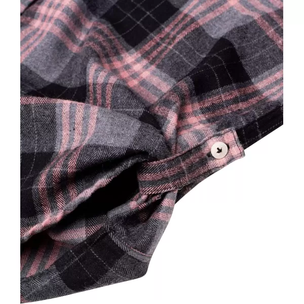Alimens &amp; Gentle Womens Plaid Flannel Shirts Long Sleeve Roll Up Casual Button Down Shirt