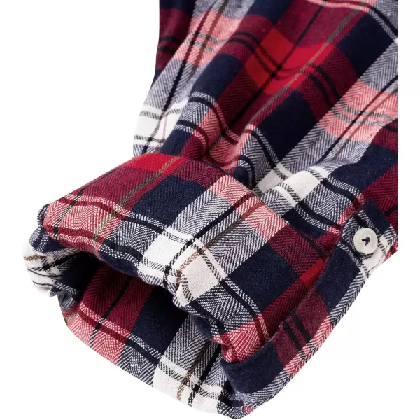 Alimens &amp; Gentle Womens Plaid Flannel Shirts Long Sleeve Roll Up Casual Button Down Shirt