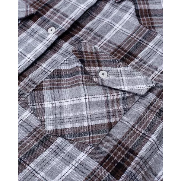 Alimens &amp; Gentle Womens Plaid Flannel Shirts Long Sleeve Roll Up Casual Button Down Shirt