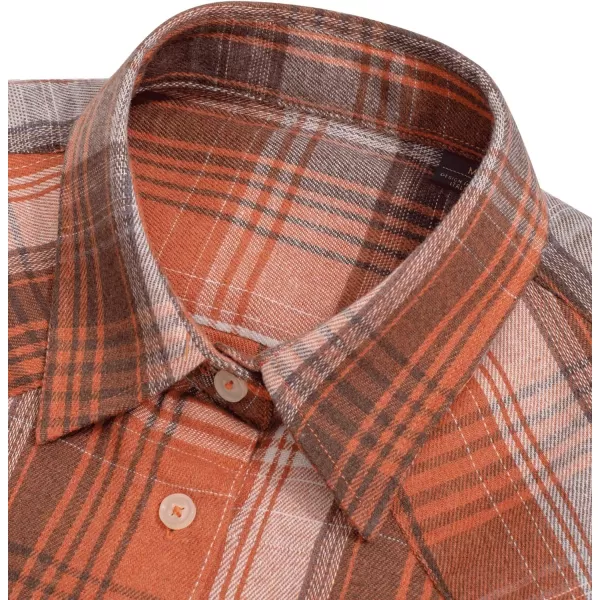Alimens &amp; Gentle Womens Plaid Flannel Shirts Long Sleeve Roll Up Casual Button Down Shirt