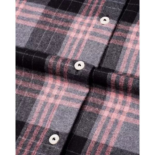 Alimens &amp; Gentle Womens Plaid Flannel Shirts Long Sleeve Roll Up Casual Button Down Shirt