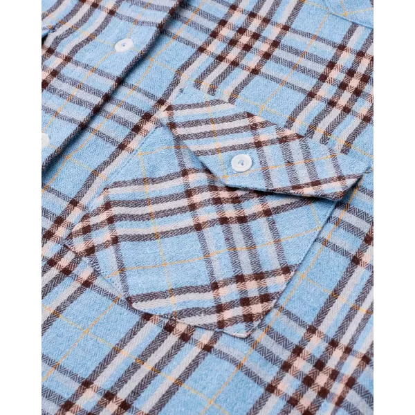 Alimens &amp; Gentle Womens Plaid Flannel Shirts Long Sleeve Roll Up Casual Button Down Shirt