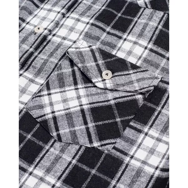 Alimens &amp; Gentle Womens Plaid Flannel Shirts Long Sleeve Roll Up Casual Button Down Shirt