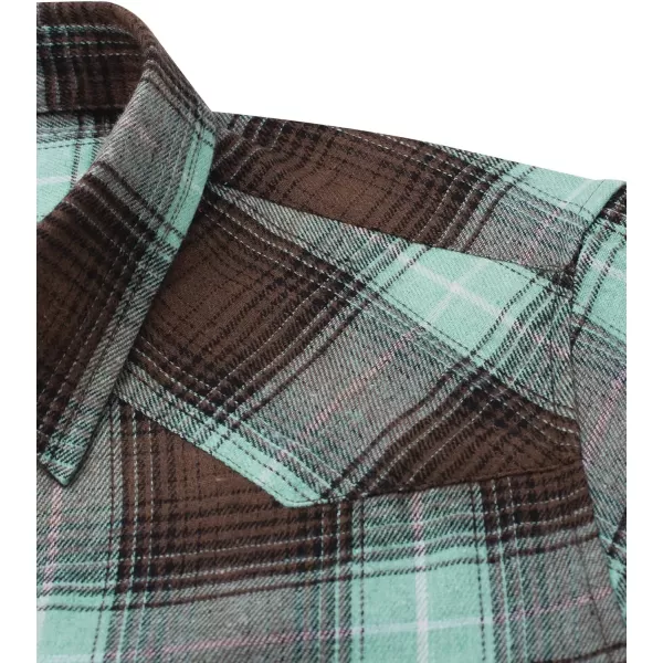Alimens &amp; Gentle Womens Plaid Flannel Shirts Long Sleeve Roll Up Casual Button Down Shirt