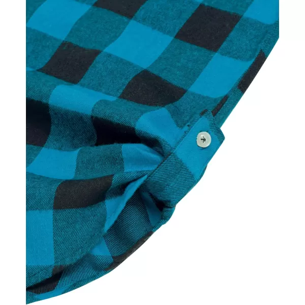 Alimens &amp; Gentle Womens Plaid Flannel Shirts Long Sleeve Roll Up Casual Button Down Shirt