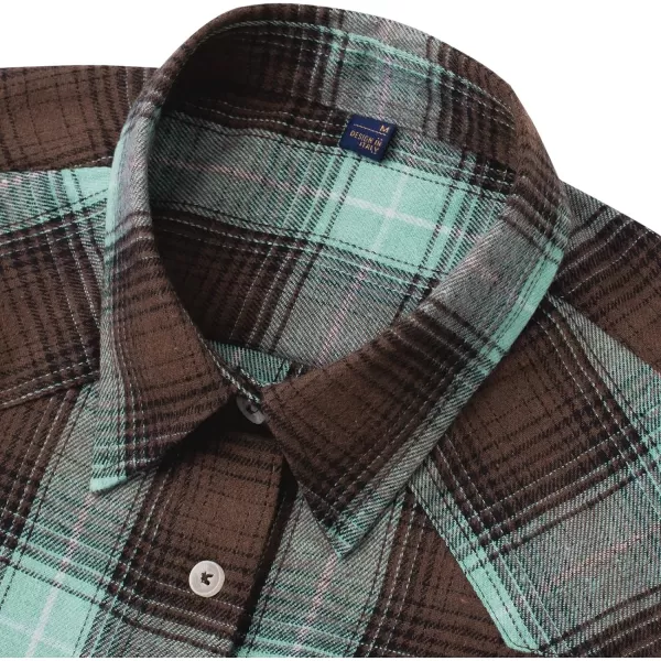 Alimens &amp; Gentle Womens Plaid Flannel Shirts Long Sleeve Roll Up Casual Button Down Shirt