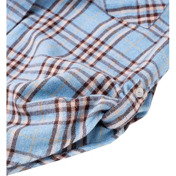 Alimens &amp; Gentle Womens Plaid Flannel Shirts Long Sleeve Roll Up Casual Button Down Shirt