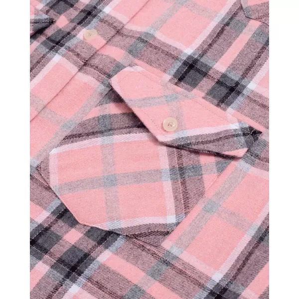Alimens &amp; Gentle Womens Plaid Flannel Shirts Long Sleeve Roll Up Casual Button Down Shirt