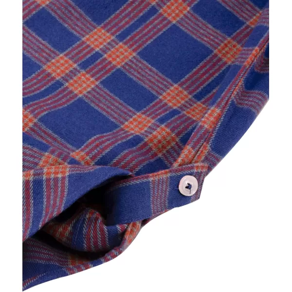 Alimens &amp; Gentle Womens Plaid Flannel Shirts Long Sleeve Roll Up Casual Button Down Shirt