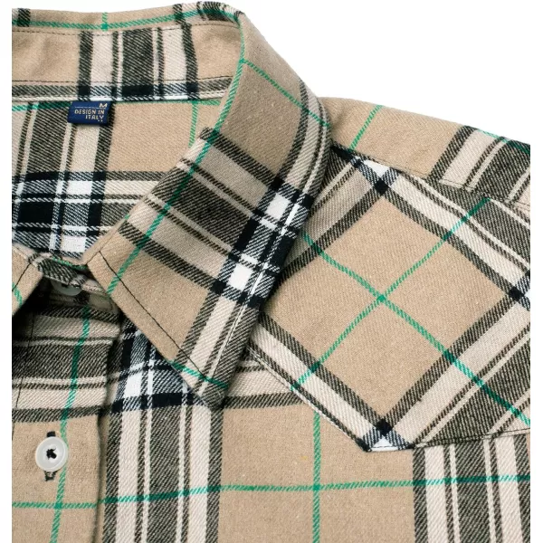 Alimens &amp; Gentle Womens Plaid Flannel Shirts Long Sleeve Roll Up Casual Button Down Shirt