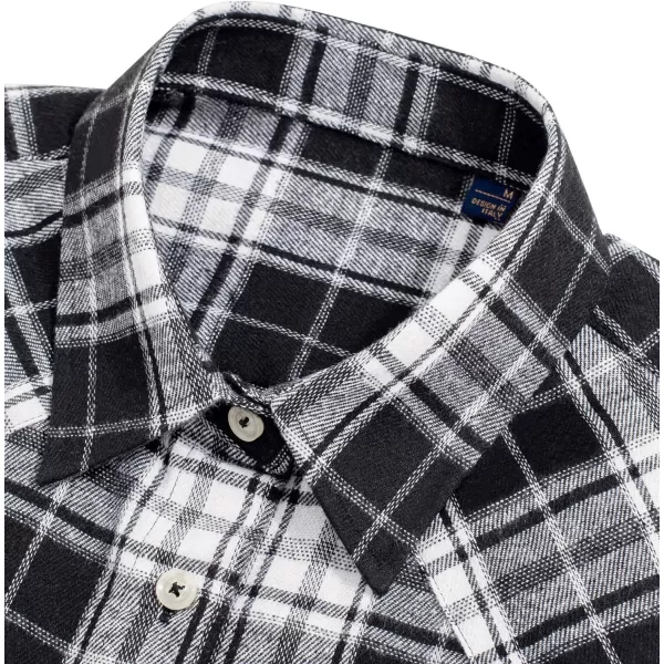 Alimens &amp; Gentle Womens Plaid Flannel Shirts Long Sleeve Roll Up Casual Button Down Shirt