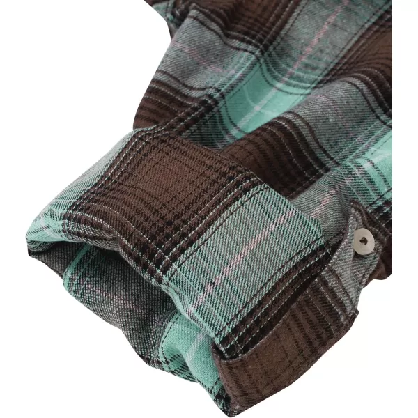 Alimens &amp; Gentle Womens Plaid Flannel Shirts Long Sleeve Roll Up Casual Button Down Shirt