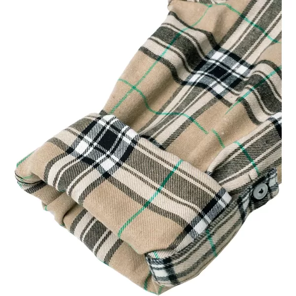 Alimens &amp; Gentle Womens Plaid Flannel Shirts Long Sleeve Roll Up Casual Button Down Shirt
