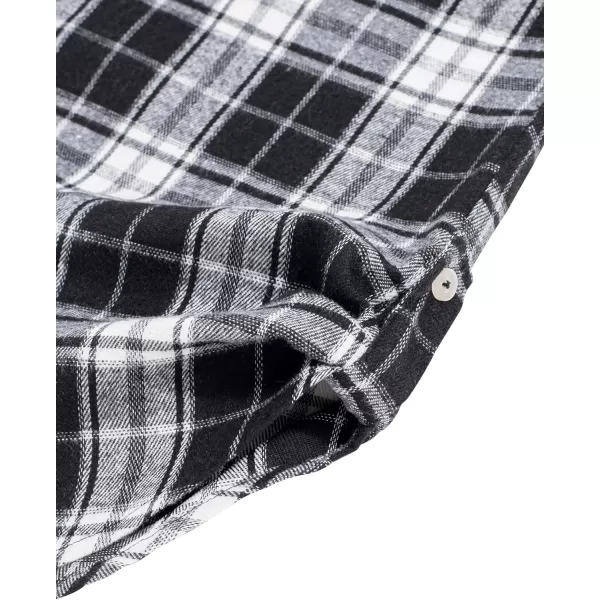 Alimens &amp; Gentle Womens Plaid Flannel Shirts Long Sleeve Roll Up Casual Button Down Shirt