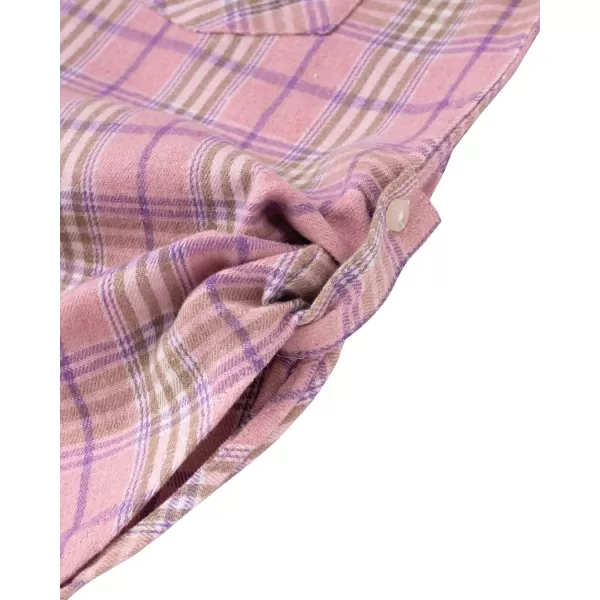 Alimens &amp; Gentle Womens Plaid Flannel Shirts Long Sleeve Roll Up Casual Button Down Shirt