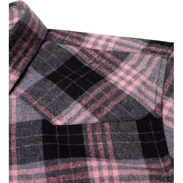 Alimens &amp; Gentle Womens Plaid Flannel Shirts Long Sleeve Roll Up Casual Button Down Shirt
