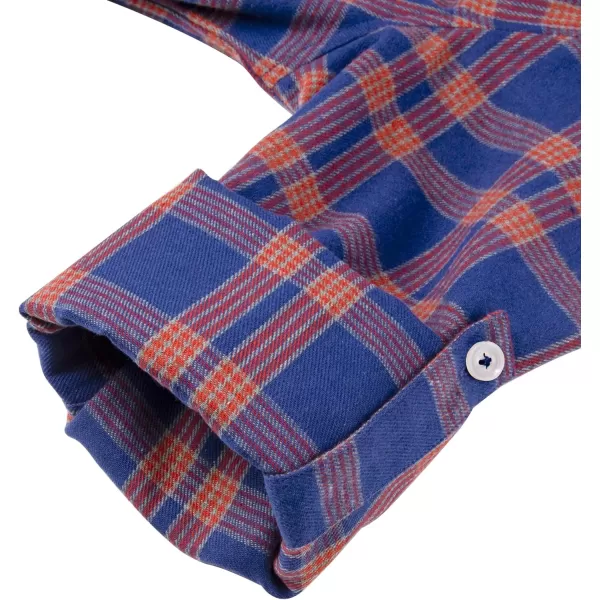 Alimens &amp; Gentle Womens Plaid Flannel Shirts Long Sleeve Roll Up Casual Button Down Shirt