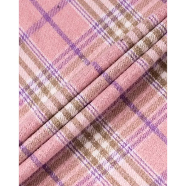 Alimens &amp; Gentle Womens Plaid Flannel Shirts Long Sleeve Roll Up Casual Button Down Shirt