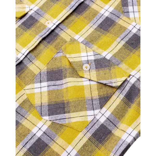 Alimens &amp; Gentle Womens Plaid Flannel Shirts Long Sleeve Roll Up Casual Button Down Shirt