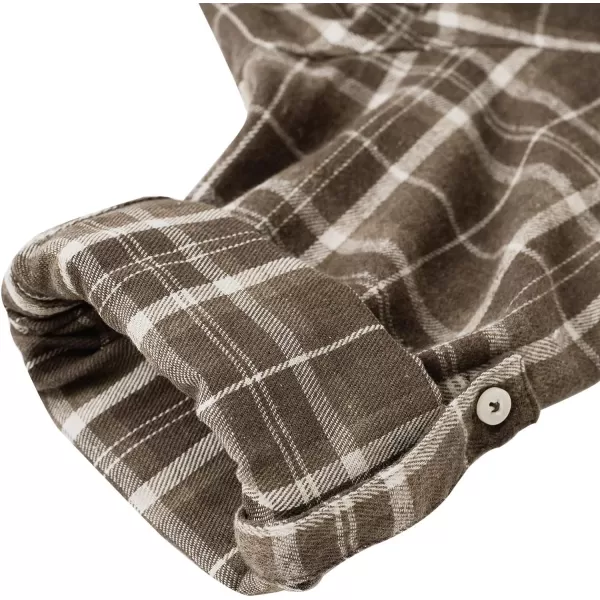 Alimens &amp; Gentle Womens Plaid Flannel Shirts Long Sleeve Roll Up Casual Button Down Shirt