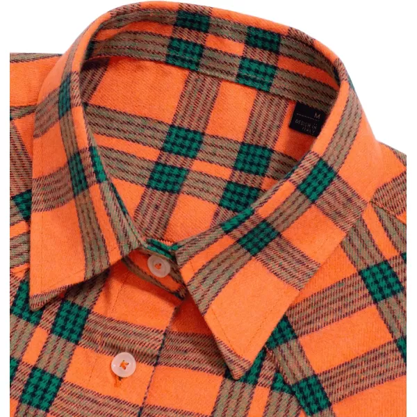 Alimens &amp; Gentle Womens Plaid Flannel Shirts Long Sleeve Roll Up Casual Button Down Shirt