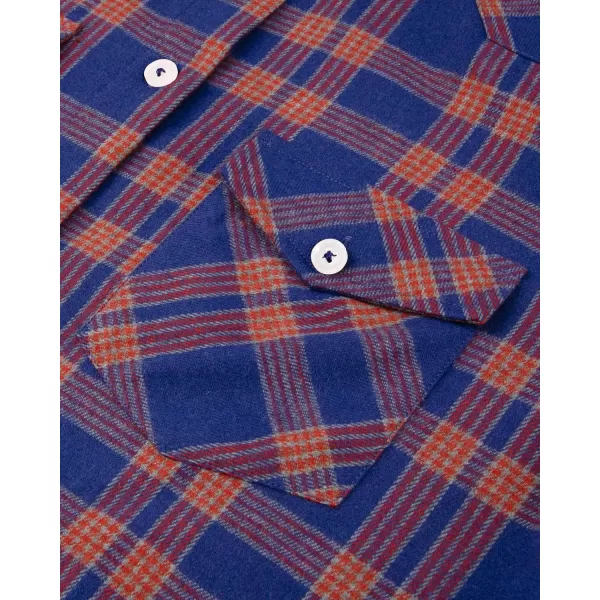 Alimens &amp; Gentle Womens Plaid Flannel Shirts Long Sleeve Roll Up Casual Button Down Shirt