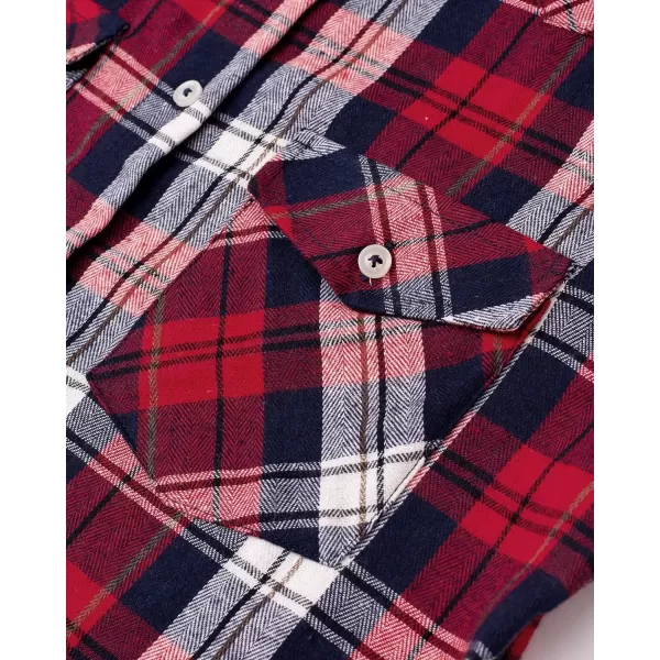 Alimens &amp; Gentle Womens Plaid Flannel Shirts Long Sleeve Roll Up Casual Button Down Shirt