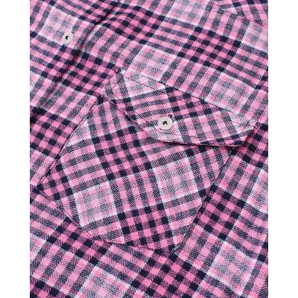 Alimens &amp; Gentle Womens Plaid Flannel Shirts Long Sleeve Roll Up Casual Button Down Shirt