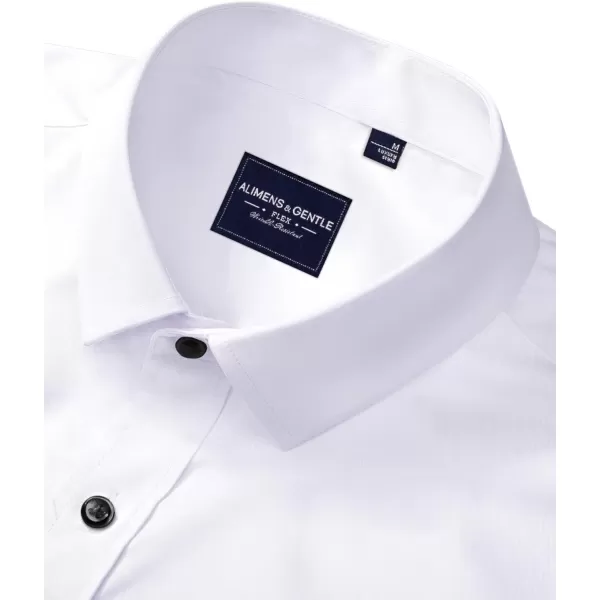 Alimens &amp; Gentle Men's Dress Shirts Long Sleeve Stretch Shirts Solid Button Down Shirt with Pocket