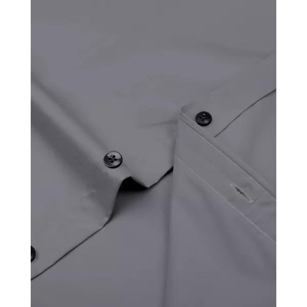 Alimens &amp; Gentle Men's Dress Shirts Long Sleeve Stretch Shirts Solid Button Down Shirt with Pocket