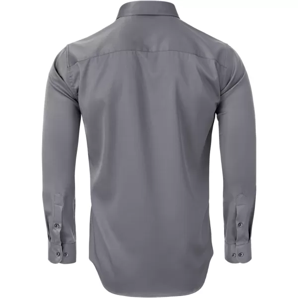 Alimens &amp; Gentle Men's Dress Shirts Long Sleeve Stretch Shirts Solid Button Down Shirt with Pocket