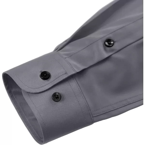 Alimens &amp; Gentle Men's Dress Shirts Long Sleeve Stretch Shirts Solid Button Down Shirt with Pocket