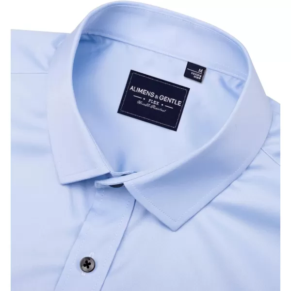 Alimens &amp; Gentle Men's Dress Shirts Long Sleeve Stretch Shirts Solid Button Down Shirt with Pocket