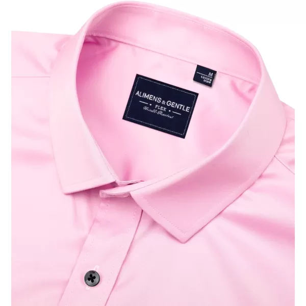 Alimens &amp; Gentle Men's Dress Shirts Long Sleeve Stretch Shirts Solid Button Down Shirt with Pocket