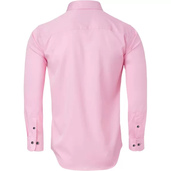 Alimens &amp; Gentle Men's Dress Shirts Long Sleeve Stretch Shirts Solid Button Down Shirt with Pocket