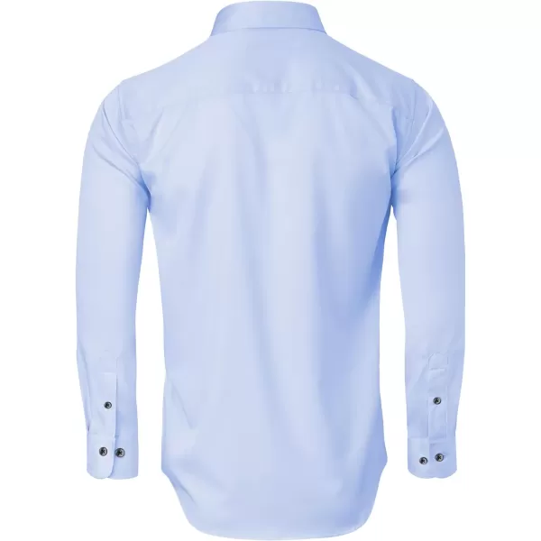 Alimens &amp; Gentle Men's Dress Shirts Long Sleeve Stretch Shirts Solid Button Down Shirt with Pocket