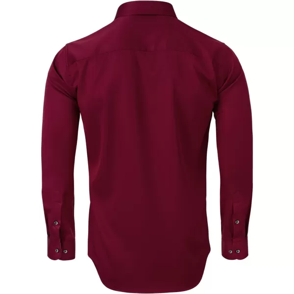 Alimens &amp; Gentle Men's Dress Shirts Long Sleeve Stretch Shirts Solid Button Down Shirt with Pocket