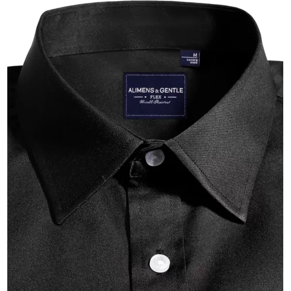 Alimens &amp; Gentle Men's Dress Shirts Long Sleeve Stretch Shirts Solid Button Down Shirt with Pocket