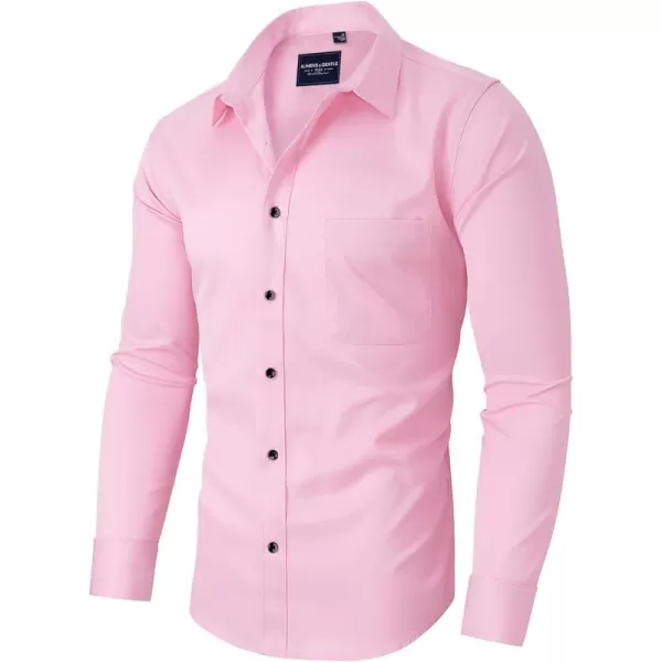 Alimens &amp; Gentle Men's Dress Shirts Long Sleeve Stretch Shirts Solid Button Down Shirt with Pocket