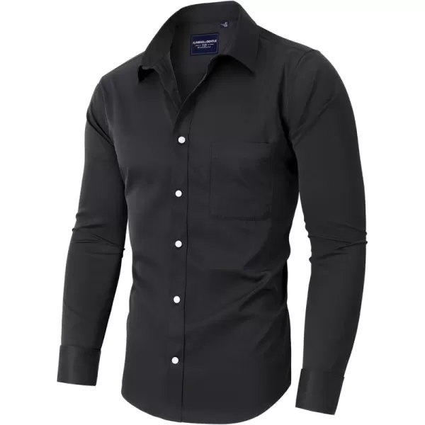 Alimens &amp; Gentle Men's Dress Shirts Long Sleeve Stretch Shirts Solid Button Down Shirt with Pocket