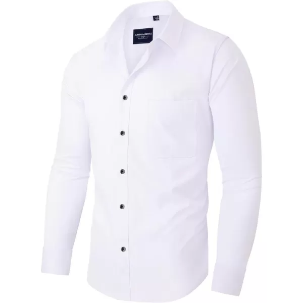 Alimens &amp; Gentle Men's Dress Shirts Long Sleeve Stretch Shirts Solid Button Down Shirt with Pocket