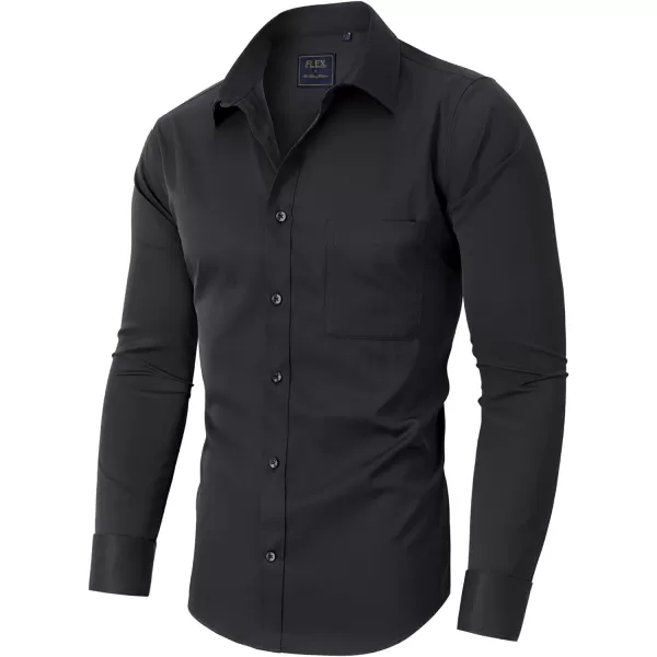 Alimens &amp; Gentle Men's Dress Shirts Long Sleeve Wrinkle-Free Stretch Shirts Solid Formal Button Down Shirt with Pocket