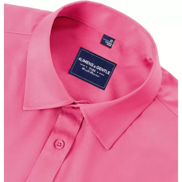 Alimens &amp; Gentle Men's Dress Shirts Long Sleeve Wrinkle-Free Stretch Shirts Solid Formal Button Down Shirt with Pocket