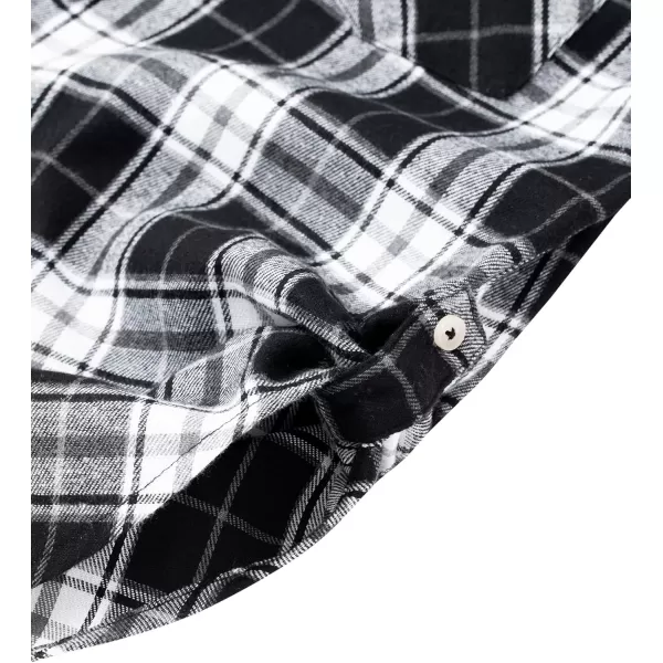 Alimens &amp; Gentle Womens Plaid Flannel Shirts Long Sleeve Roll Up Casual Button Down Shirt