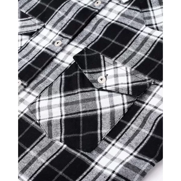 Alimens &amp; Gentle Womens Plaid Flannel Shirts Long Sleeve Roll Up Casual Button Down Shirt