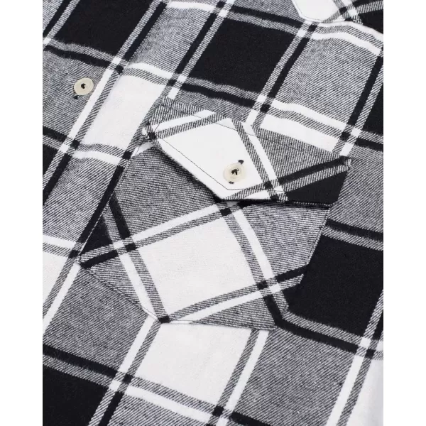 Alimens &amp; Gentle Womens Plaid Flannel Shirts Long Sleeve Roll Up Casual Button Down Shirt
