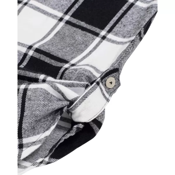 Alimens &amp; Gentle Womens Plaid Flannel Shirts Long Sleeve Roll Up Casual Button Down Shirt