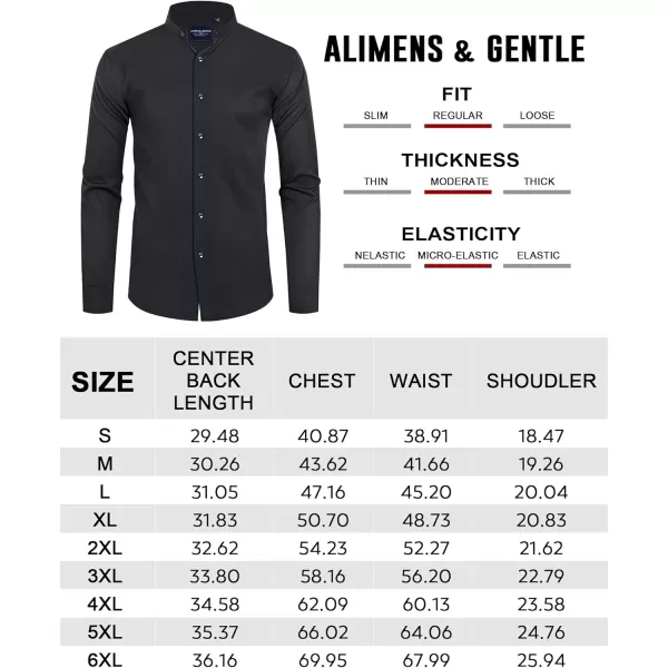 Alimens &amp; Gentle Men's Banded Collar Dress Shirts Wrinkle Free Long Sleeve Mandarin Collar Button Down Shirt