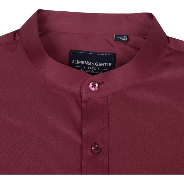 Alimens &amp; Gentle Men's Banded Collar Dress Shirts Wrinkle Free Long Sleeve Mandarin Collar Button Down Shirt