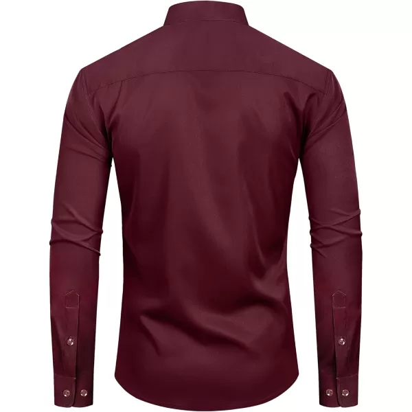 Alimens &amp; Gentle Men's Banded Collar Dress Shirts Wrinkle Free Long Sleeve Mandarin Collar Button Down Shirt